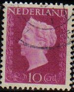 Holanda 1947 Scott 292 Sello Reina Guillermina 10c usado Netherland