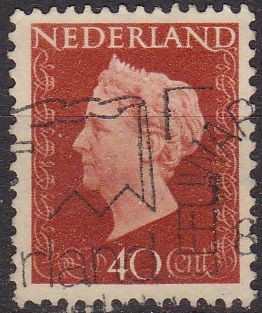 Holanda 1947 Scott 301 Sello Reina Guillermina 40c usado Netherland