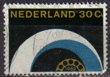 Holanda 1962 Scott 393 Sello Telefono Arco y Dial usado Netherland