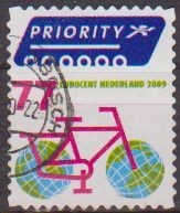 Holanda 2009 Sello Prioritario Bicicleta con ruedas del mundo usado 