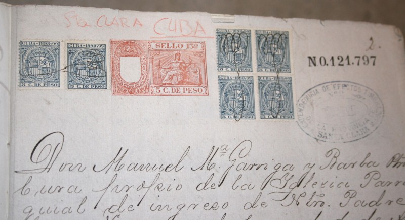 1898, CUBA, SANTA CLARA. EXPEDIENTE DE DOCUMENTOS CON FIRMAS, SELLOS FISCALES... MILITAR Y CIVIL. 