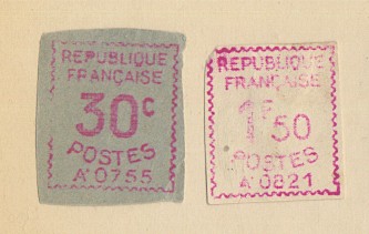 1969, FRANCIA, 2 SELLOS DE DISTRIBUCIÓN, 30 CTS. Y 1,50 FRANCOS. COLOR ROSA.