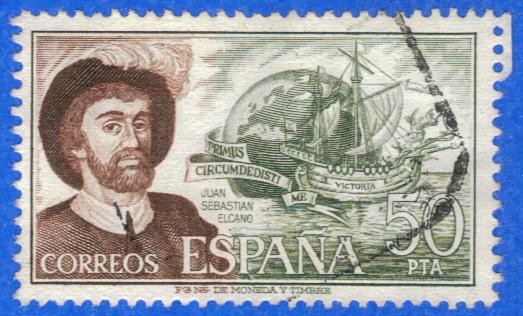 ESPAÑA 1976 (E2310) Personajes espanoles Juan Sebastian Elcano 50p 6 INTERCAMBIO