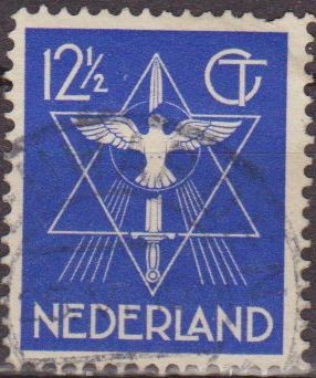 Holanda 1938 Scott 200 Sello Estrella, Paloma y Espada usado Netherland 