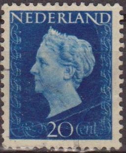 Holanda 1947 Scott 295 Sello Reina Guillermina 20c usado Netherland 