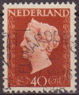 Holanda 1947 Scott 301 Sello Reina Guillermina 40c usado Netherland 