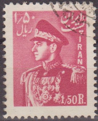 IRAN 1951 Scott 957 Sello Retrato Militar Mohammad Reza Shah Pahlavi 1,50R usado stamp 