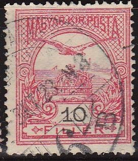 Hungria 1900 Scott 55 Sello Turull y Cruz de San Esteban Usado 10f Magyar Posta Ungarn Hungary Hongr