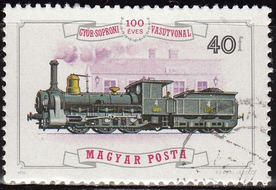 Hungria 1976 Scott 2443 Sello Tren Locomotora de 1875 y Enese Station Matasello de favor