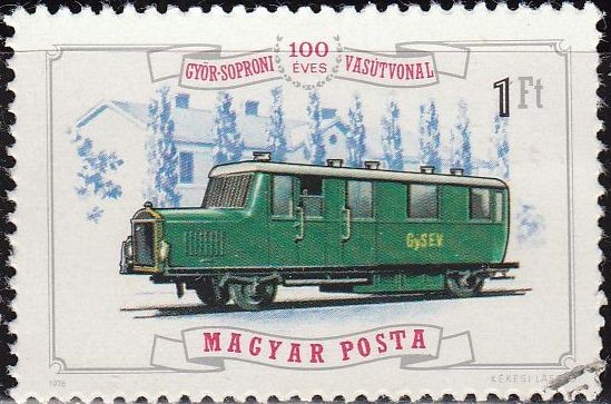 Hungria 1976 Scott 2445 Sello Tren Locomotora Railbus de 1925 y Fertoszentmiklos Station Preoblitera