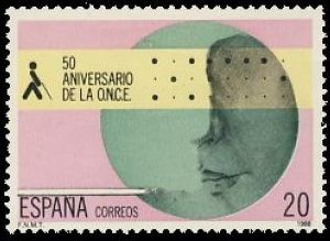 ESPAÑA 1988 2985 Sello Nuevo 50 Aniversario Organización Nacional Ciegos ONCE Espana Spain Espagne