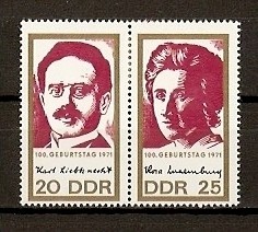 DDR  Centenario de Karl Liebkecht y Rosa Luxemburg