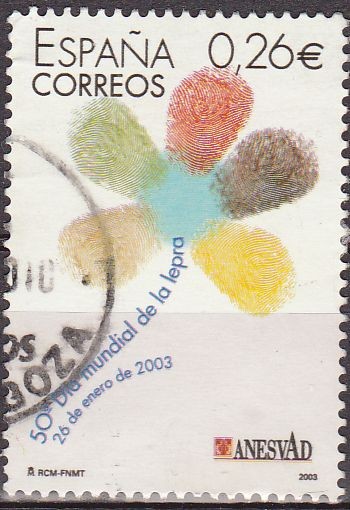 ESPAÑA 2003 3959 Sello Dia Mundial de la Lepra Margarita Logotipo usado Espana Spain Espagne Spagna 
