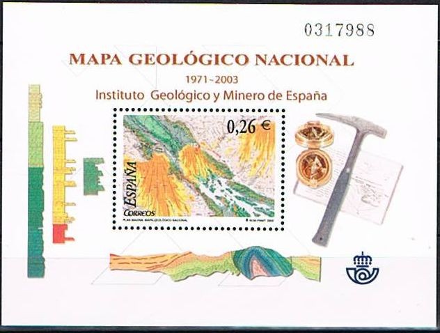 ESPAÑA 2003 4036 HB Sello Nuevo Mapa Geológico Nacional 