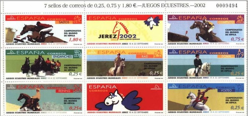 ESPAÑA 2002 3898/904 HB Sellos Nuevos Juegos Ecuestres Mundiales Campeonato Mundo Hipica Caballos Je