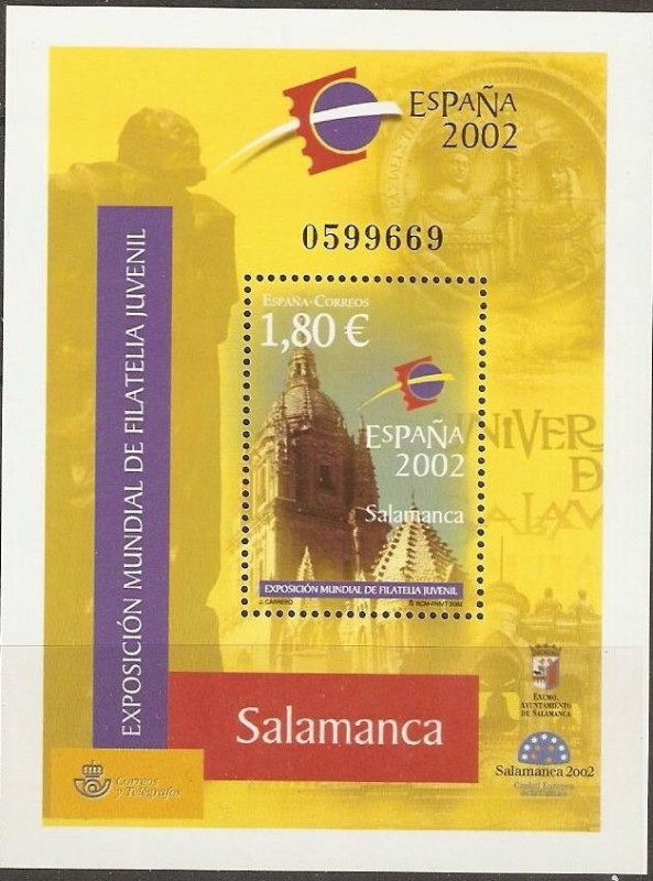 ESPAÑA 2002 3878 HB Sello Nuevo Filatelia Juvenil Salamanca Cartel Oficial MNH