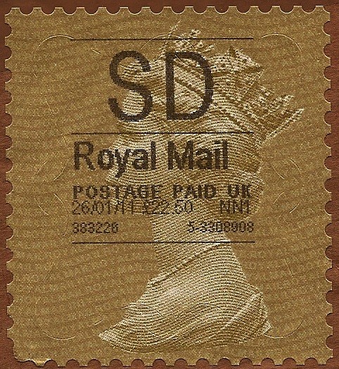 Serie Básica - adhesivo Isabel II  en sello 