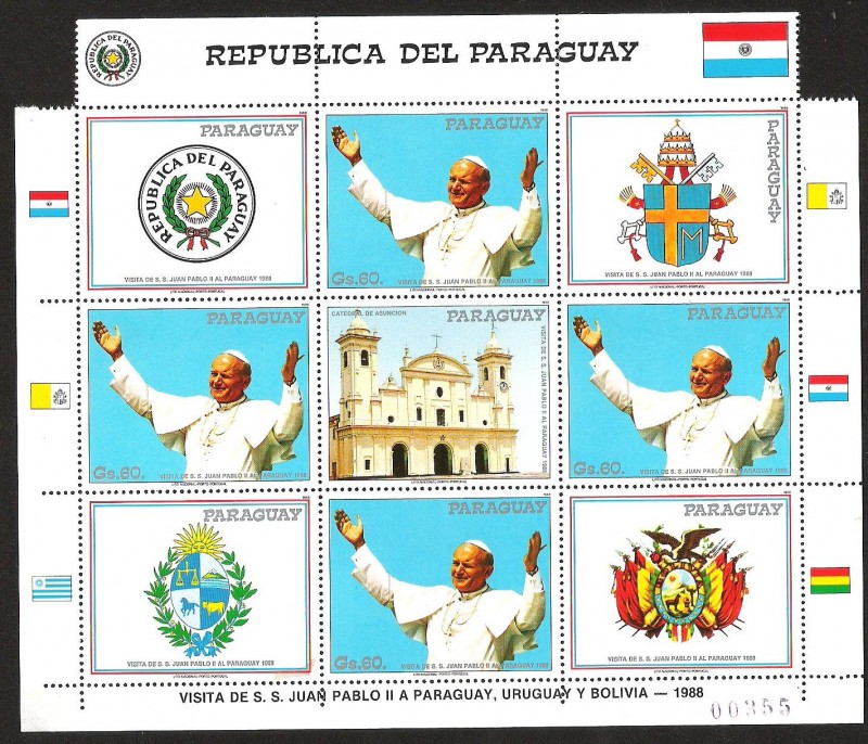 VISITA DE S.S .JUAN PABLO II A PARAGUAY - URUGUAY - BOLIVIA