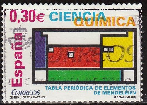 ESPAÑA 2007 4310 Sello Ciencia Quimica Tabla Periodica de Elementos de Mendeleiev usado Espana Spain