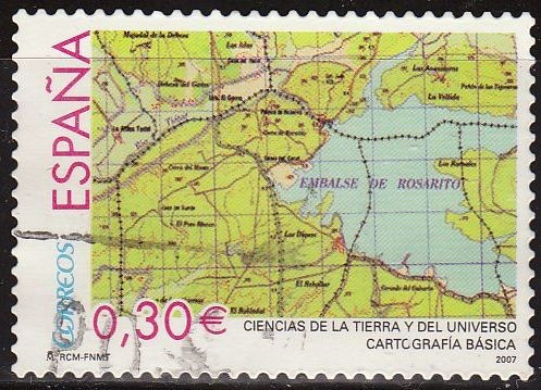 ESPAÑA 2007 4314 Sello Cartografia Basica de la Tierra usado Espana Spain Espagne Spagna Spanje