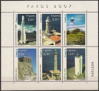 ESPAÑA 2007 4348 Sellos ** MNH HB Faros Españoles Punta del Hidalgo Tenerife, Cabo Mayor Cantabria, 