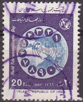 IRAN 1987 Scott 2269 Sello Dia Mundial de las Telecomunicaciones 20 Rls usado 