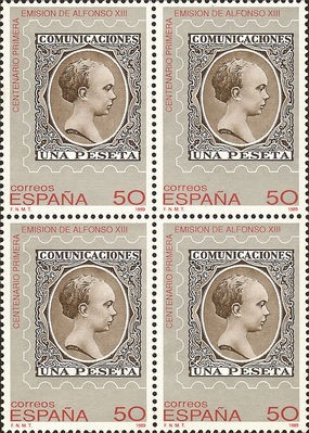 MINIPLIEGO DE 4 SELLOS ,centenario de la primera emision de alfonso XIII,denominada del 