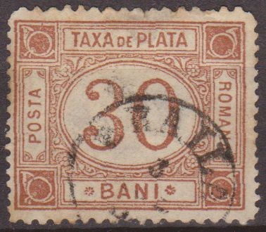 RUMANIA 1881 Scott J4 Sello Portes Debidos Taxa de Plata Numeros 30 Bani usado 