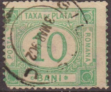 RUMANIA 1888 Scott J16 Sello Portes Debidos Taxa de Plata Numeros 10 Bani usado 