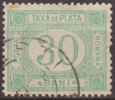 RUMANIA 1888 Scott J17 Sello Portes Debidos Taxa de Plata Numeros 30 Bani usado 