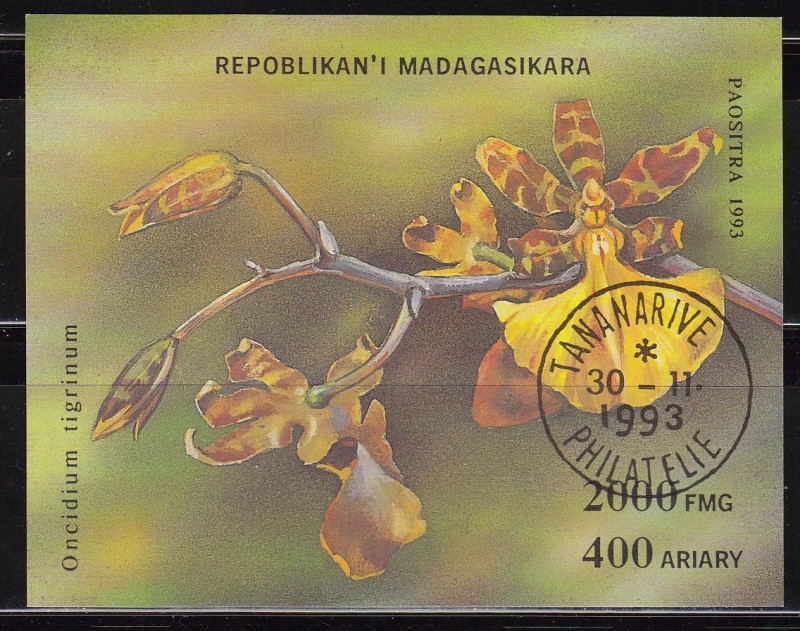 MADAGASCAR 1993 Scott 1278 Sello Nuevo HB Flores Orquidea Matasellos de Favor Preobliterado Malagasy