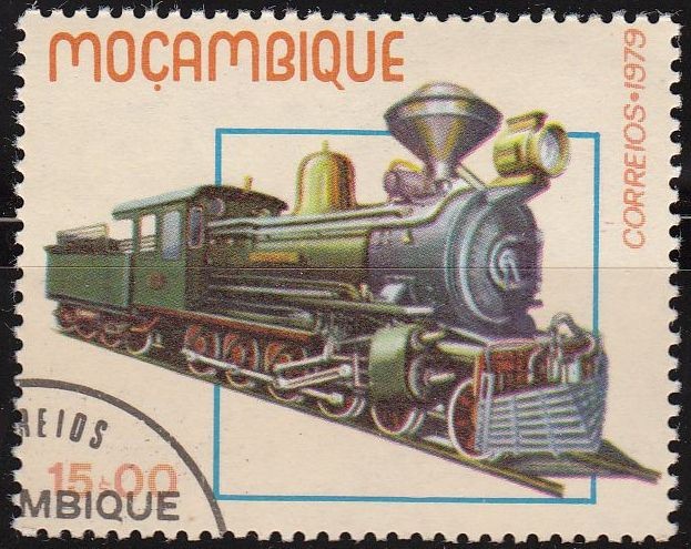 Mozambique 1987 Scott 661 Sello Nuevo Locomotoras Historicas Viejos Trenes Matasello de favor