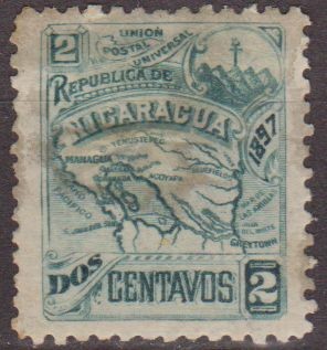 Nicaragua 1896 Scott 82 Sello Mapa de Nicaragua usado 2c 