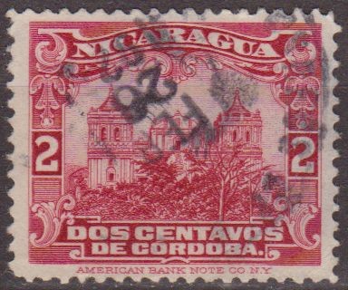 Nicaragua 1914 Scott 351 Sello Catedral de Leon usado 2c 