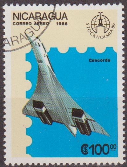 Nicaragua 1986 Scott 1559 Sello Avion Aeroplano Concorde Matasello de favor Preobliterado 