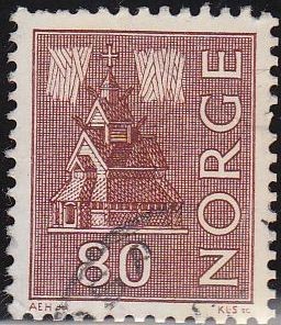 NORUEGA 1962 Scott 428 Sello Iglesia Stave usado Norway Norvège Norge 