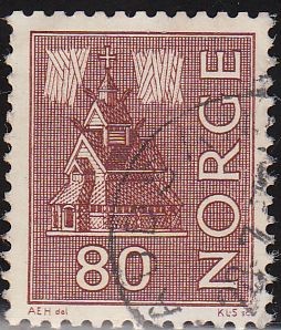 NORUEGA 1962 Scott 428 Sello Iglesia Stave usado Norway Norvège Norge 