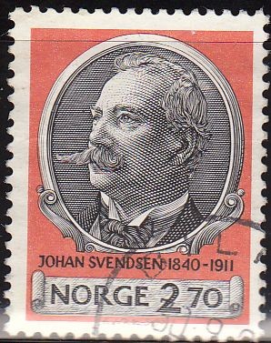 NORUEGA 1990 Scott 0982 Sello Personaje Johan Severin Svendsen Compositor usado Norway Norvège Norge