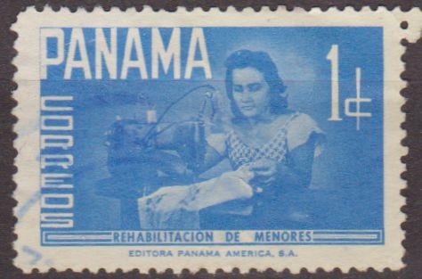 PANAMA 1961 Scott RA45 Sello Rehabilitacion de Menores Chica con Maquina de Coser usado 