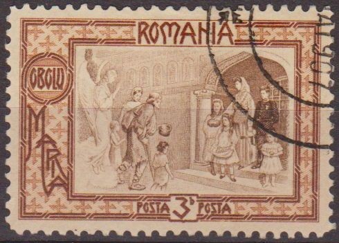 RUMANIA 1907 Scott B17 Sello Angel de la Guarda Princesa Maria ante los Pobres usado