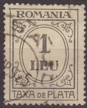 RUMANIA 1920 Scott J67 Sello Portes Debidos Taxa de Plata Numeros 1 Leu usado 