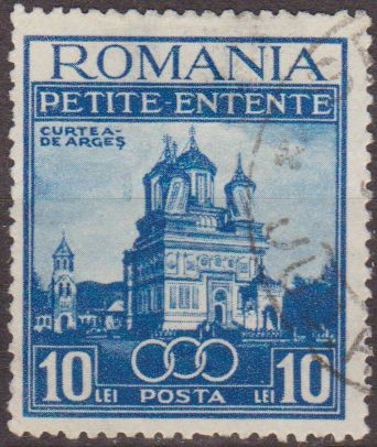RUMANIA 1937 Scott 468 Sello Catedral Curtea de Arges Petit Entente (Rumania, Checoslovaquia, Yugosl