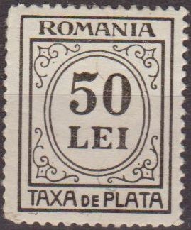 RUMANIA 1942 Scott J87 Sello Nuevo Portes Debidos Taxa de Plata Numeros 50 Lei c/charnela 