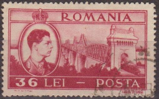 RUMANIA 1947 Scott 676 Sello Rey Miguel y Puente Cemavoda usado 