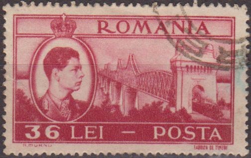 RUMANIA 1947 Scott 676 Sello Rey Miguel y Puente Cemavoda usado 