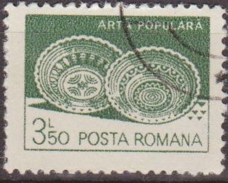 RUMANIA 1982 Scott 3107 Sello Nuevo Artesania Popular Platos Ceramica Leheceni Matasello de Favor