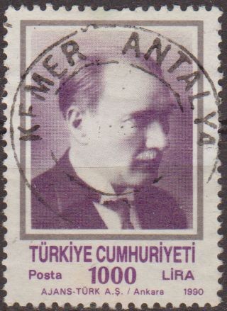 TURQUIA 1990 Scott 2486 Sello Fundador y 1º Presidente Mustafa Kernal Ataturk Usado Turkia 