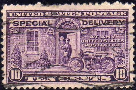 USA 1922-5 Scott E12 Sello Cartero y Motocicleta Postman & Motorcycle Special Delivery Usado Dent. 1