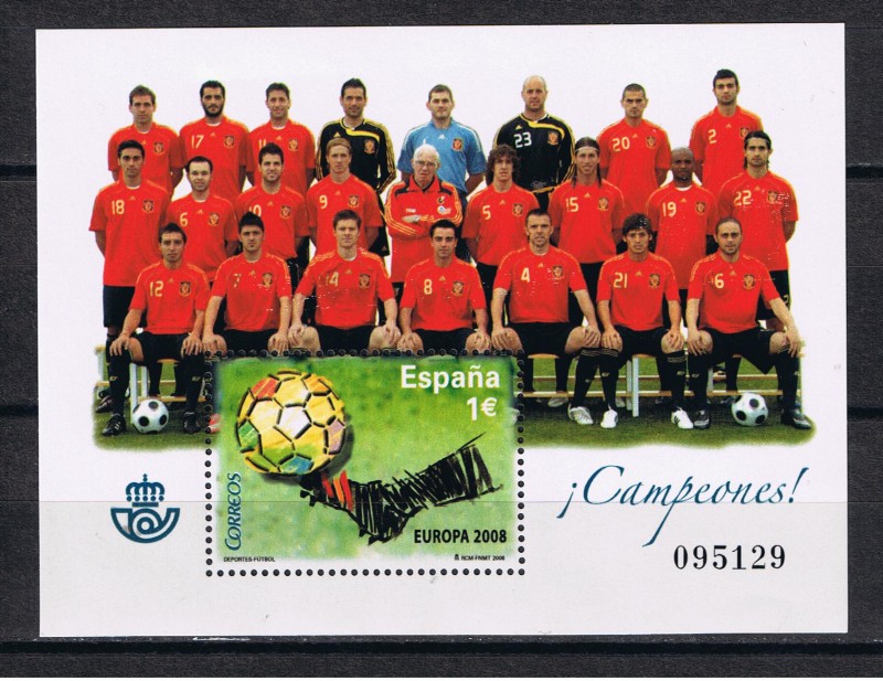Edifil SH4429  Selección Española de Fútbol, campeona de Europa 2008.  Se completa con el conjunto d
