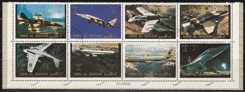 Umm Al Qiwain 1972 HB Michel 1290/1305 Sellos Aviones Matasellos de Favor Preobliterado 